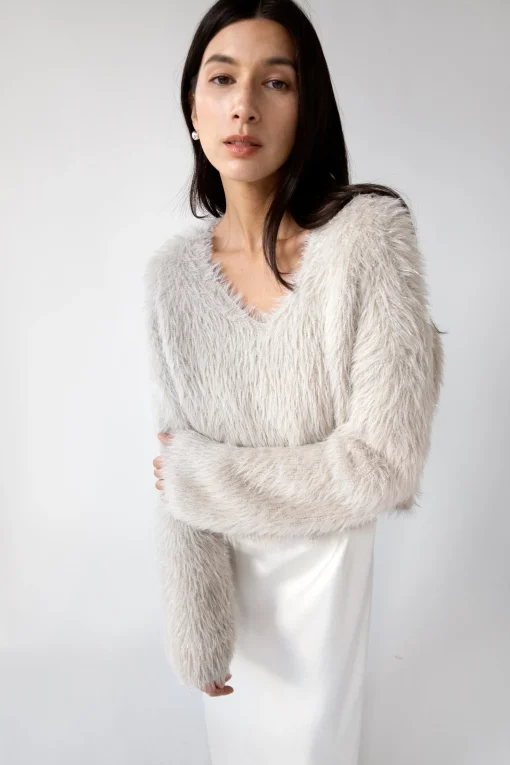 FUZZY METALLIC TINSEL SWEATER