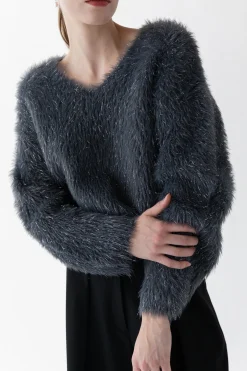 FUZZY METALLIC TINSEL SWEATER