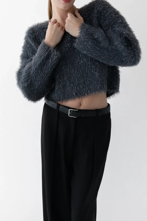 FUZZY METALLIC TINSEL SWEATER