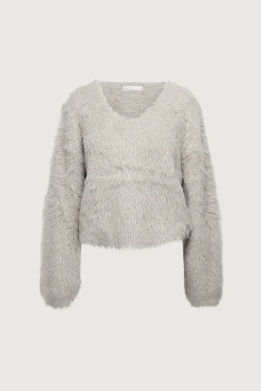 FUZZY METALLIC TINSEL SWEATER