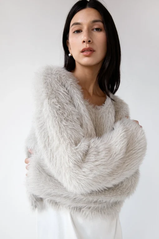 FUZZY METALLIC TINSEL SWEATER