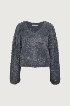 FUZZY METALLIC TINSEL SWEATER