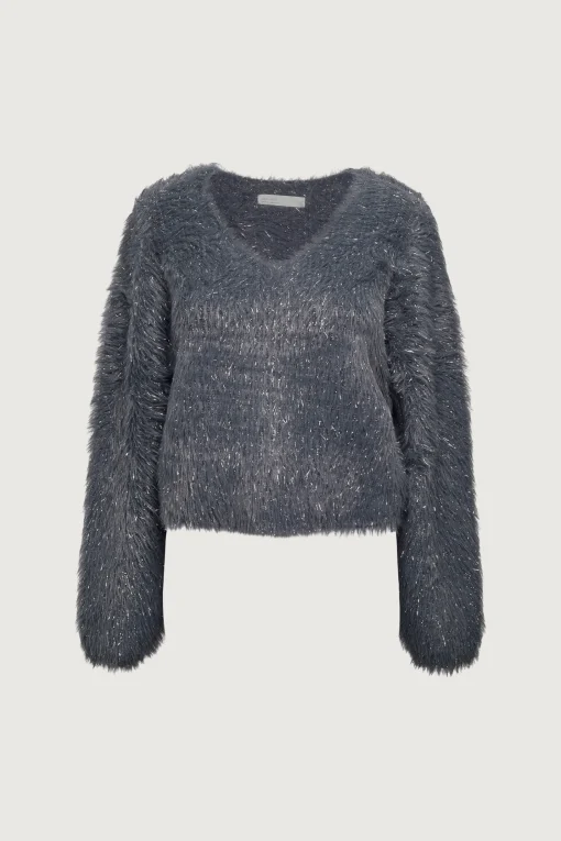 FUZZY METALLIC TINSEL SWEATER