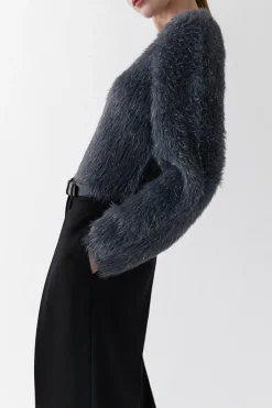 FUZZY METALLIC TINSEL SWEATER