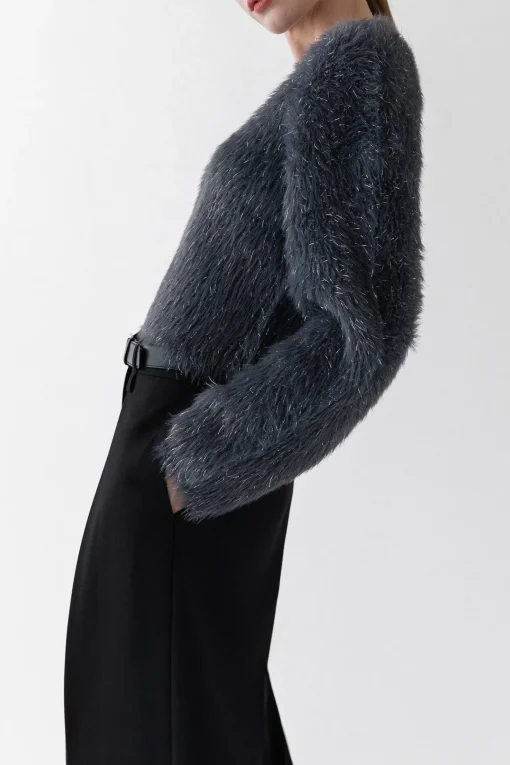FUZZY METALLIC TINSEL SWEATER