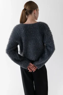 FUZZY METALLIC TINSEL SWEATER