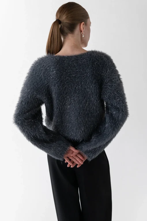 FUZZY METALLIC TINSEL SWEATER
