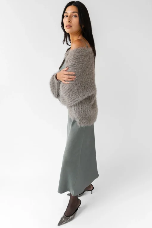 FUZZY OPEN FRONT CARDIGAN