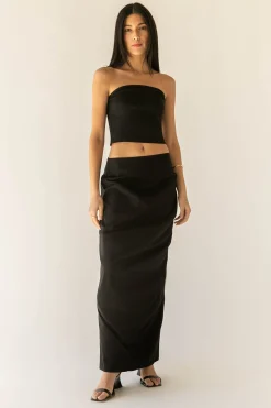GATHERED DETAIL COLUMN MAXI SKIRT