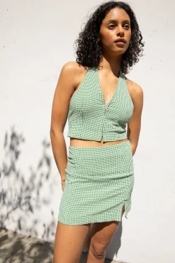 GINGHAM HALTER TOP