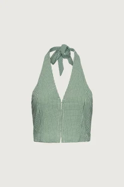 GINGHAM HALTER TOP