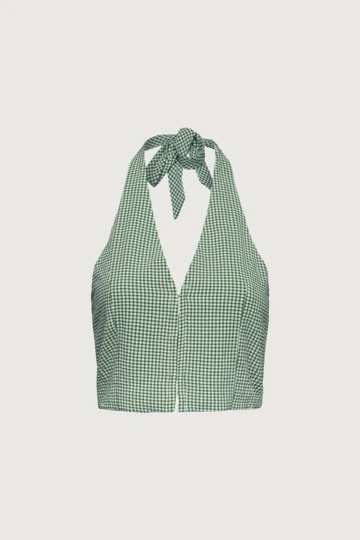 GINGHAM HALTER TOP