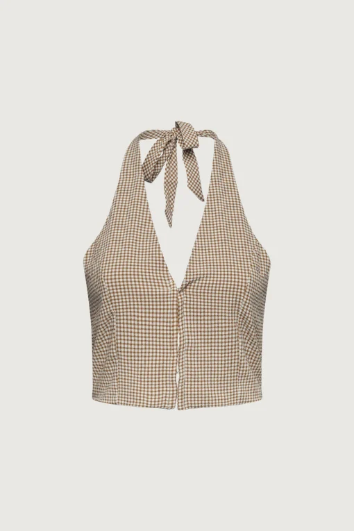 GINGHAM HALTER TOP