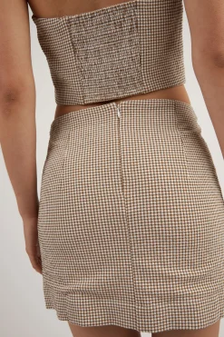 GINGHAM MINI SKIRT WITH FRONT SLIT