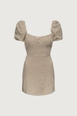 GINGHAM PUFF SLEEVE MINI DRESS