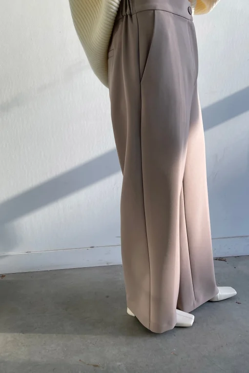 HALF ELASTIC WIDE LEG PANT