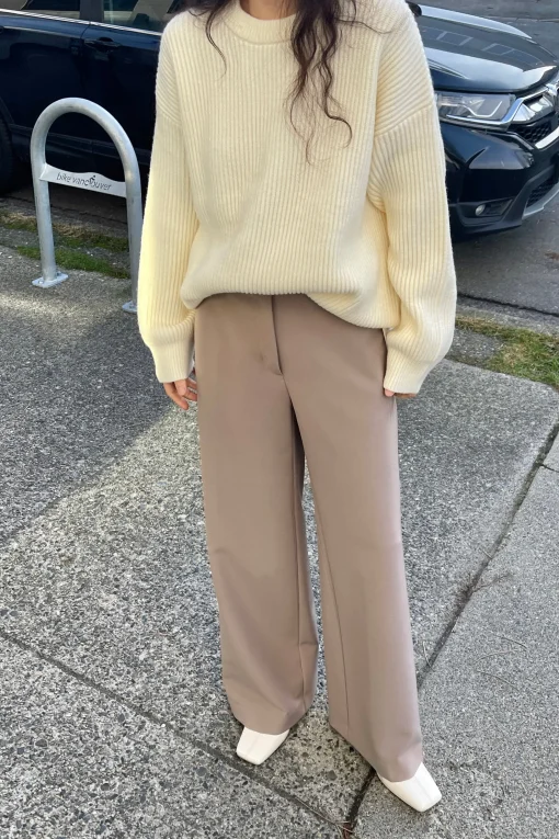 HALF ELASTIC WIDE LEG PANT