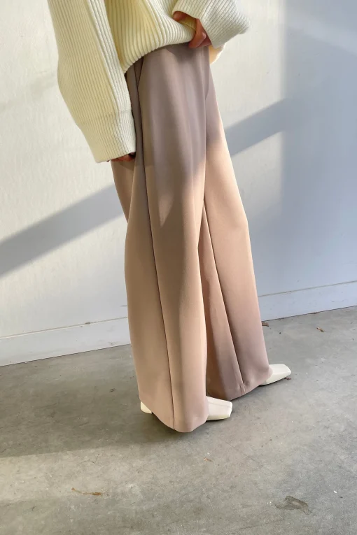HALF ELASTIC WIDE LEG PANT