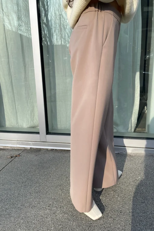 HALF ELASTIC WIDE LEG PANT