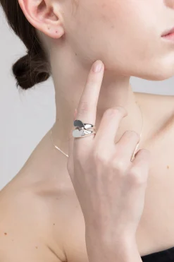 HALF HEART SIGNET RING SET