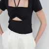 HALTER NECK CUTOUT TEE