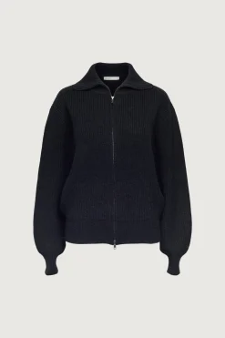 HIGH NECKLINE ZIP UP SWEATER