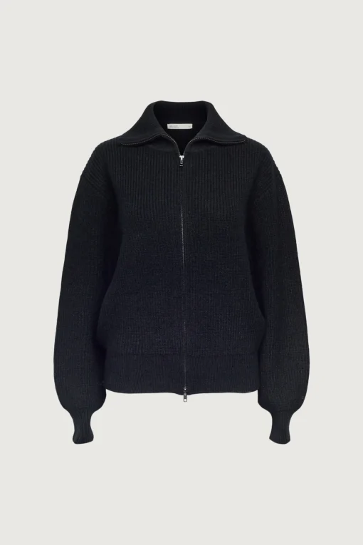 HIGH NECKLINE ZIP UP SWEATER