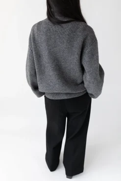 HIGH NECKLINE ZIP UP SWEATER