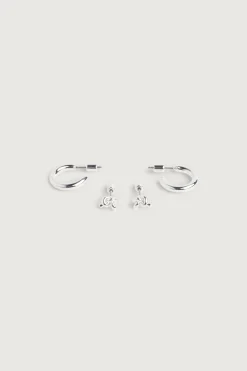 HOOP AND KNOT STUD EARRING SET