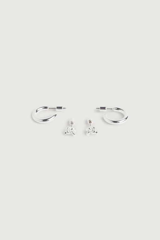 HOOP AND KNOT STUD EARRING SET
