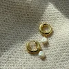 HUGGIE HOOP WITH PEARL PENDANT