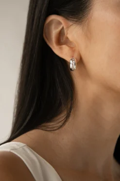INLAID ZIRCONIA HOOP EARRINGS