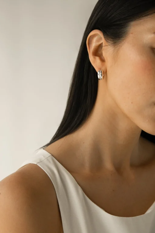 INLAID ZIRCONIA HOOP EARRINGS