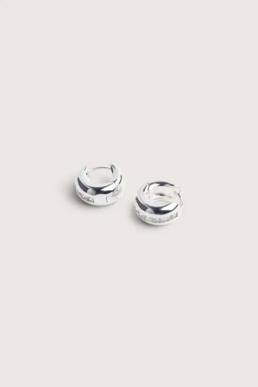 INLAID ZIRCONIA HOOP EARRINGS