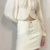 IVORY DENIM MINI SKIRT