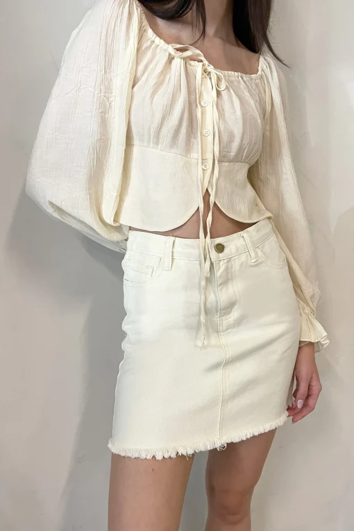 IVORY DENIM MINI SKIRT