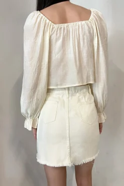 IVORY DENIM MINI SKIRT