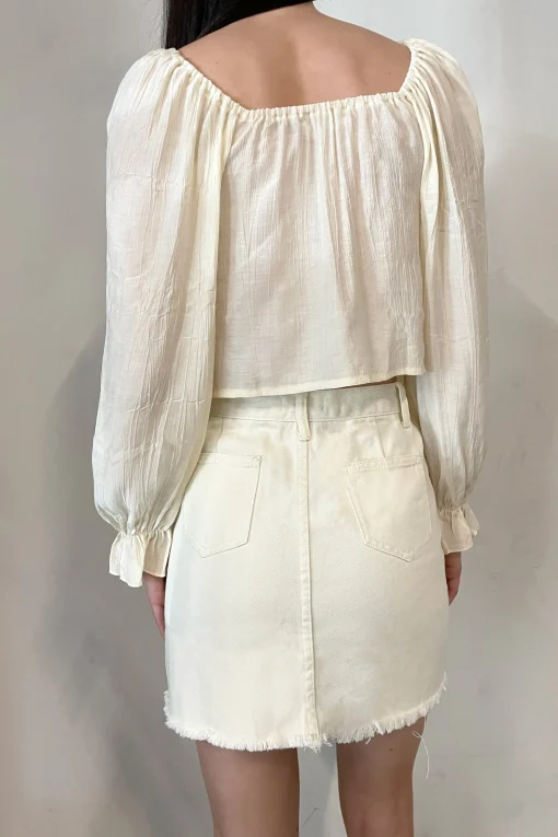 IVORY DENIM MINI SKIRT