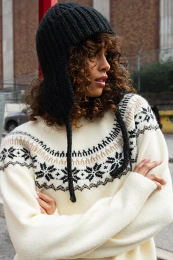 KNIT BEANIE WITH EAR FLAPS