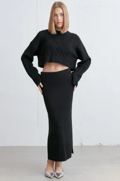 KNIT MIDI SKIRT