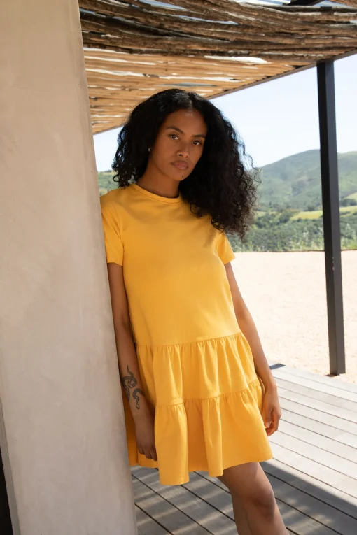 KNIT TIERED MINI DRESS