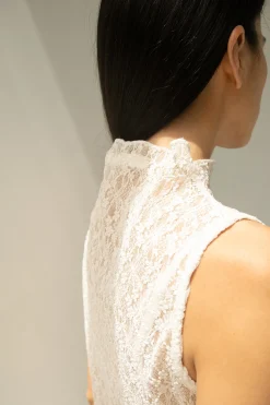 LACE MOCKNECK TANK TOP WITH BOWS