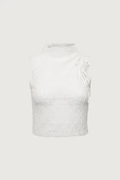LACE MOCKNECK TANK TOP WITH BOWS