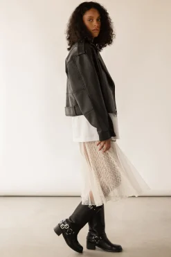LACE SHORT SLEEVE MIDI DRESS