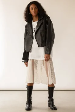 LACE SHORT SLEEVE MIDI DRESS