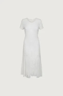 LACE SHORT SLEEVE MIDI DRESS