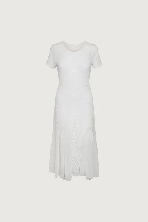 LACE SHORT SLEEVE MIDI DRESS