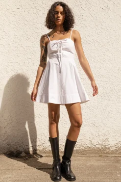 LACE-UP BUSTIER MINI DRESS