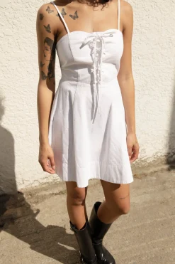 LACE-UP BUSTIER MINI DRESS