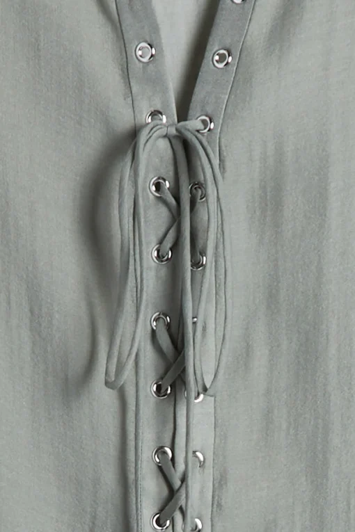 LACE-UP CHIFFON BLOUSE